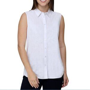 Nicole Miller Women's Linen Blend SleevelessTop Blouse Size XS White Casual NEW